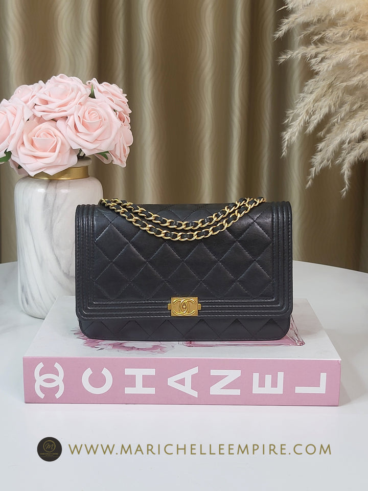 Chanel Lambskin Boy Wallet On Chain