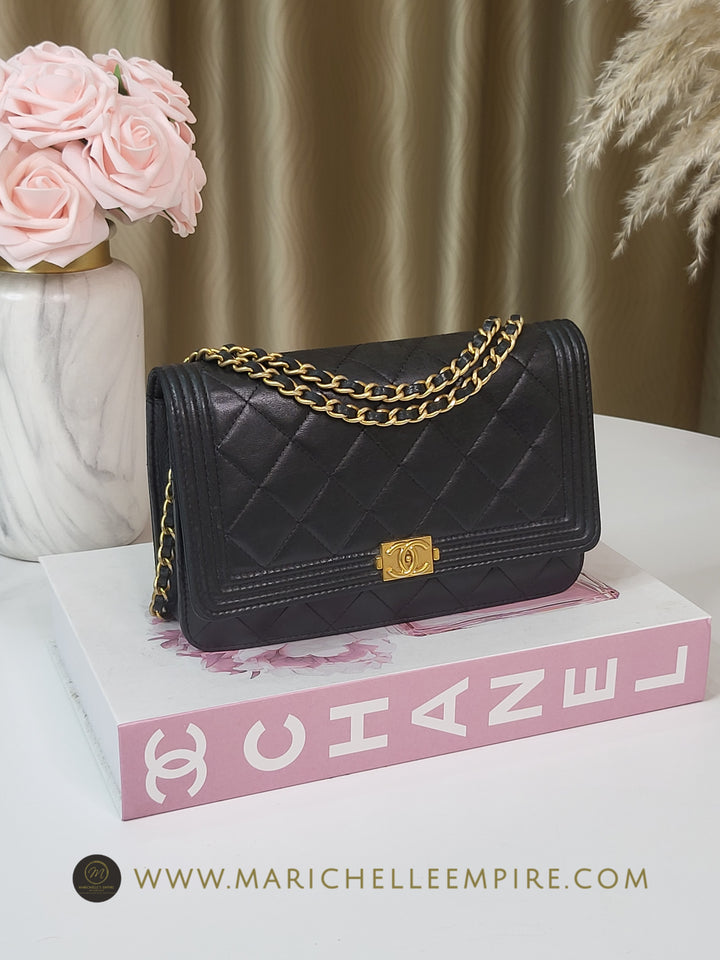 Chanel Lambskin Boy Wallet On Chain