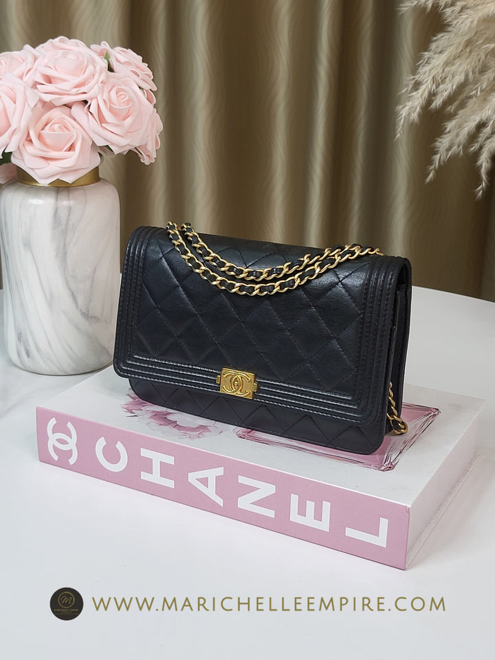 Chanel Lambskin Boy Wallet On Chain