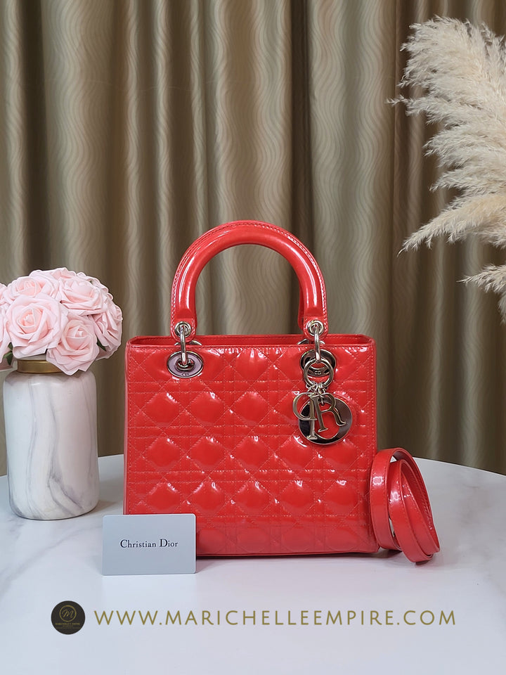 Dior Patent Lady Dior Medium Red
