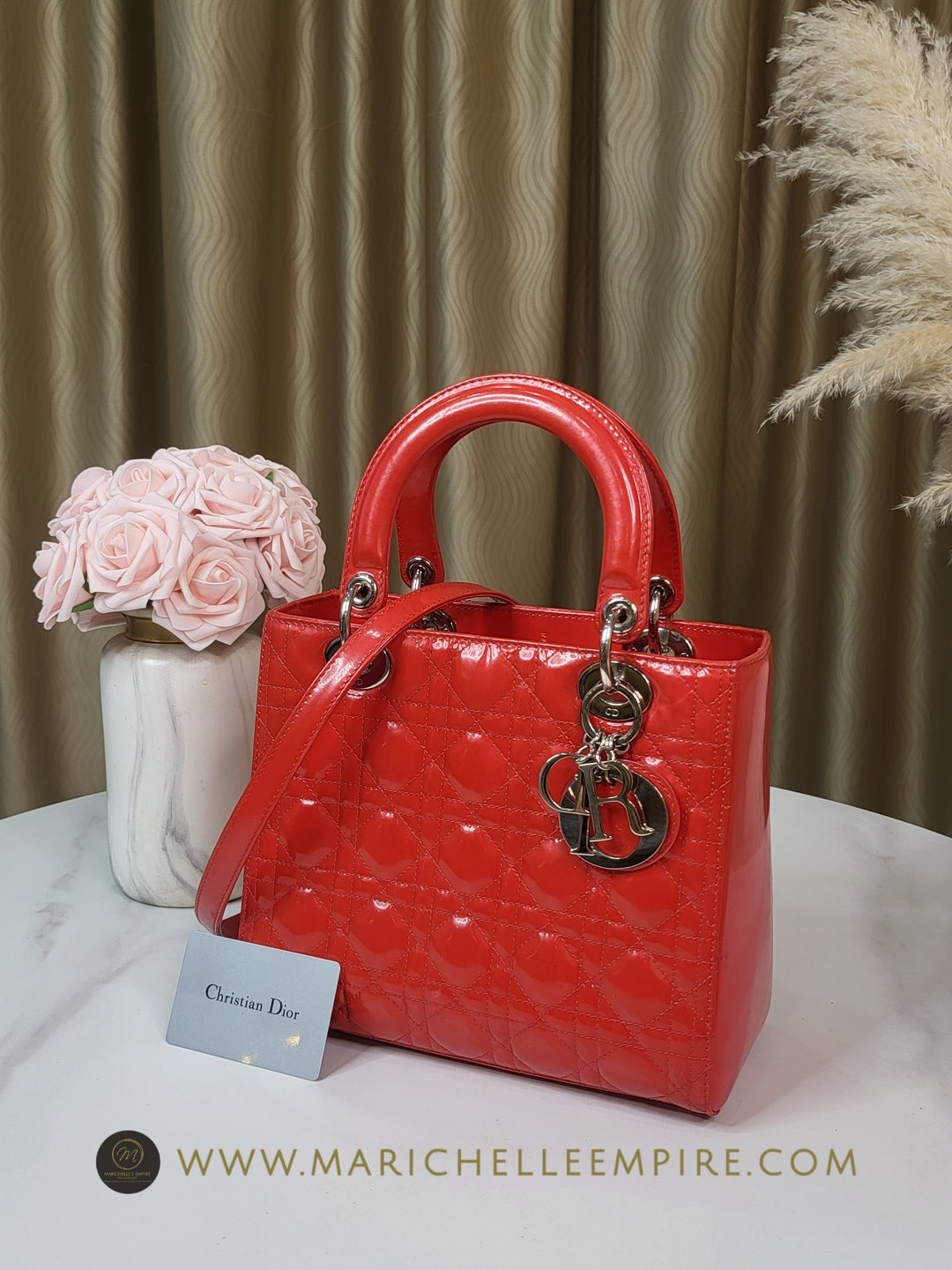 Dior Patent Lady Dior Medium Red