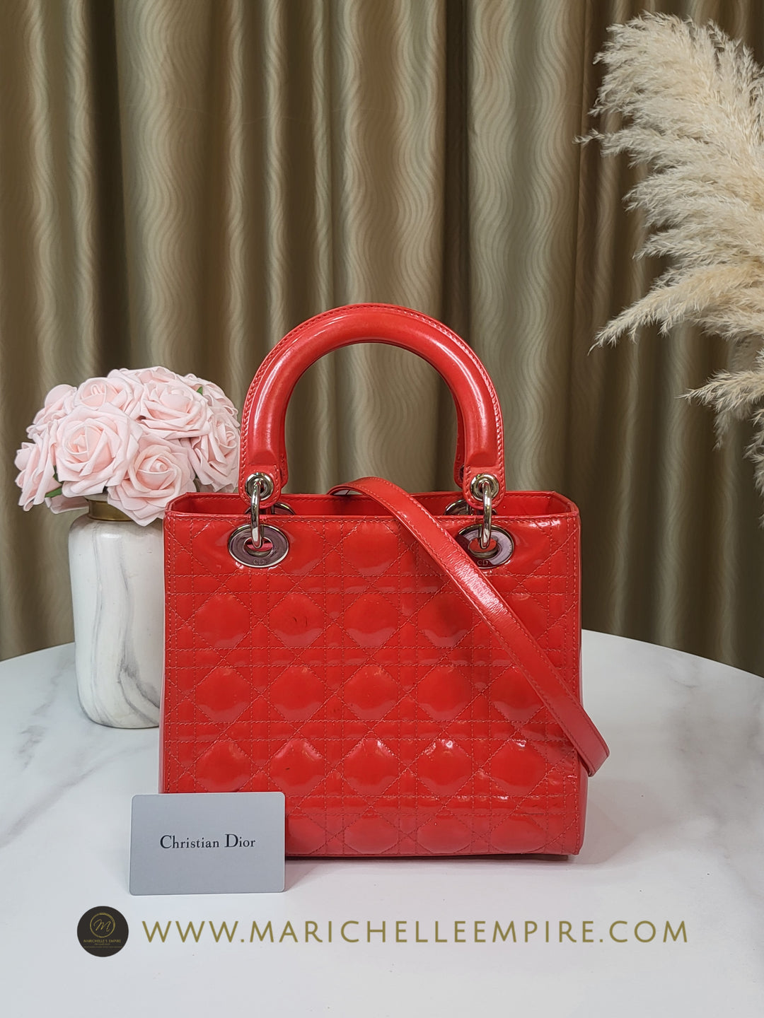 Dior Patent Lady Dior Medium Red
