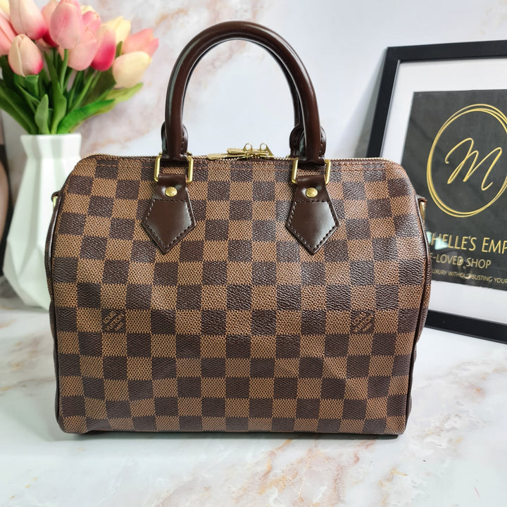 LOUISVUITTON Damier Ebene Speedy 25 Bandouliere - Marichelle's Empire 