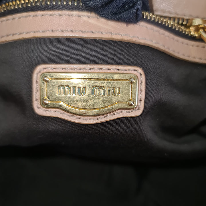 Miu Miu Brown Matelasse Bauletto Aperto Satchel Beige - Marichelle's Empire 