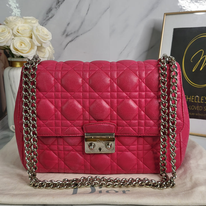 Christian Dior Fuchsia Lambskin Cannage Miss Dior Flap - Marichelle's Empire 