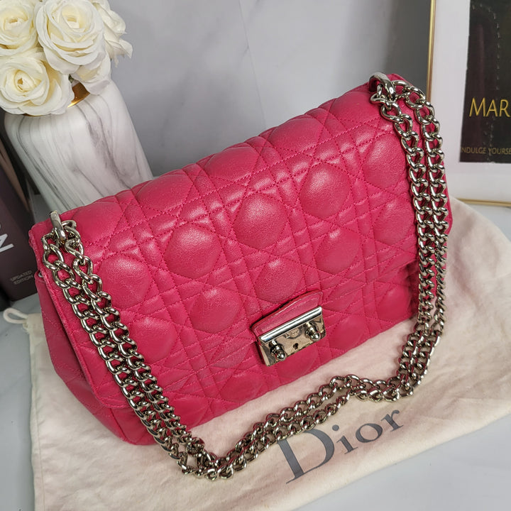 Christian Dior Fuchsia Lambskin Cannage Miss Dior Flap - Marichelle's Empire 