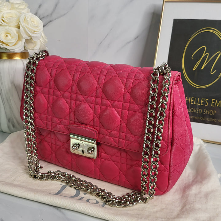 Christian Dior Fuchsia Lambskin Cannage Miss Dior Flap - Marichelle's Empire 