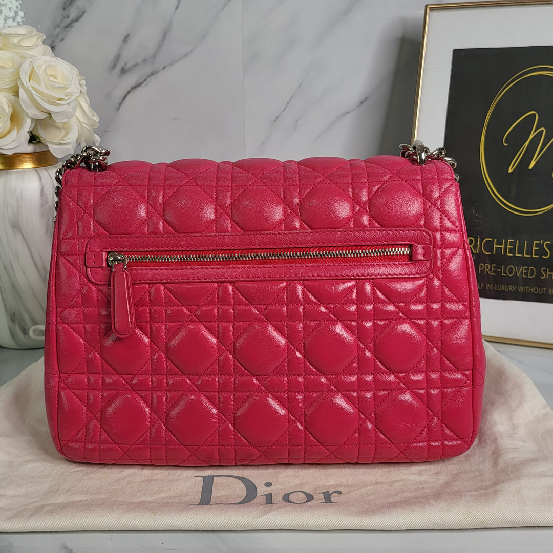 Christian Dior Fuchsia Lambskin Cannage Miss Dior Flap - Marichelle's Empire 