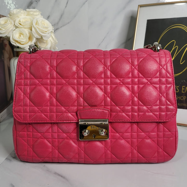 Christian Dior Fuchsia Lambskin Cannage Miss Dior Flap - Marichelle's Empire 