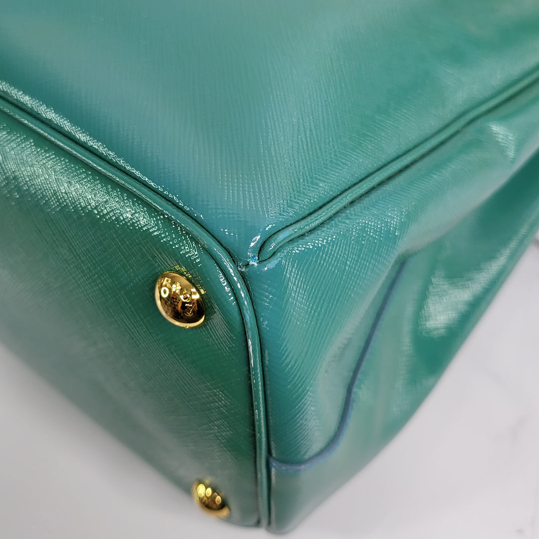 Prada Enamel Turquoise Lux Tote Bag - Marichelle's Empire 