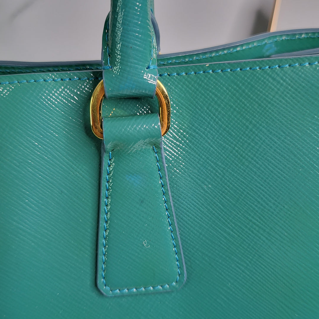 Prada Enamel Turquoise Lux Tote Bag - Marichelle's Empire 