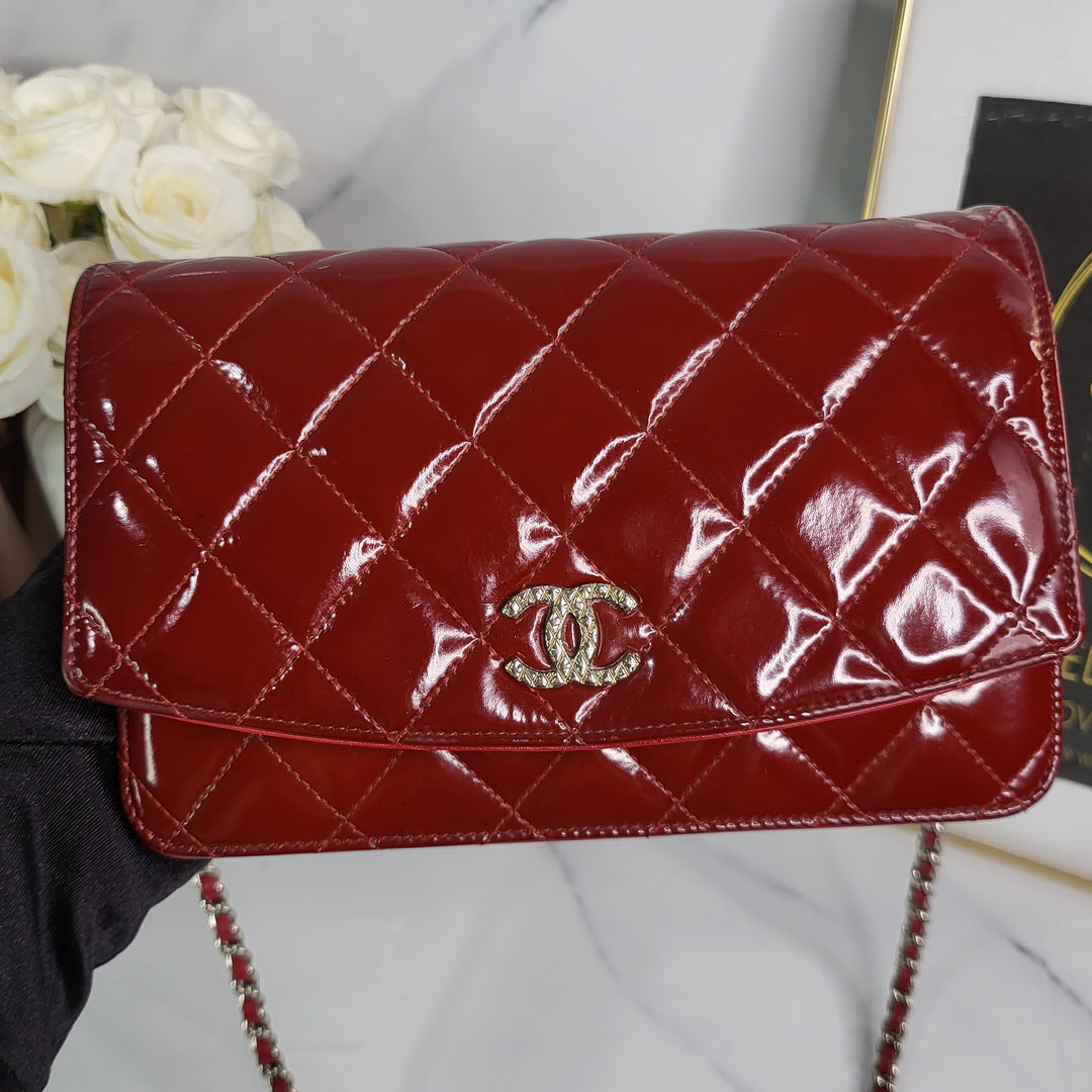 Chanel Patent Quilted Wallet On Chain - Marichelle's Empire 