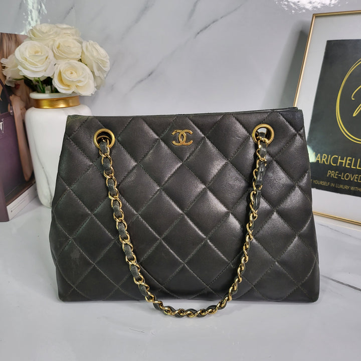 Chanel Lambskin Matelasse CC Chain Tote Bag