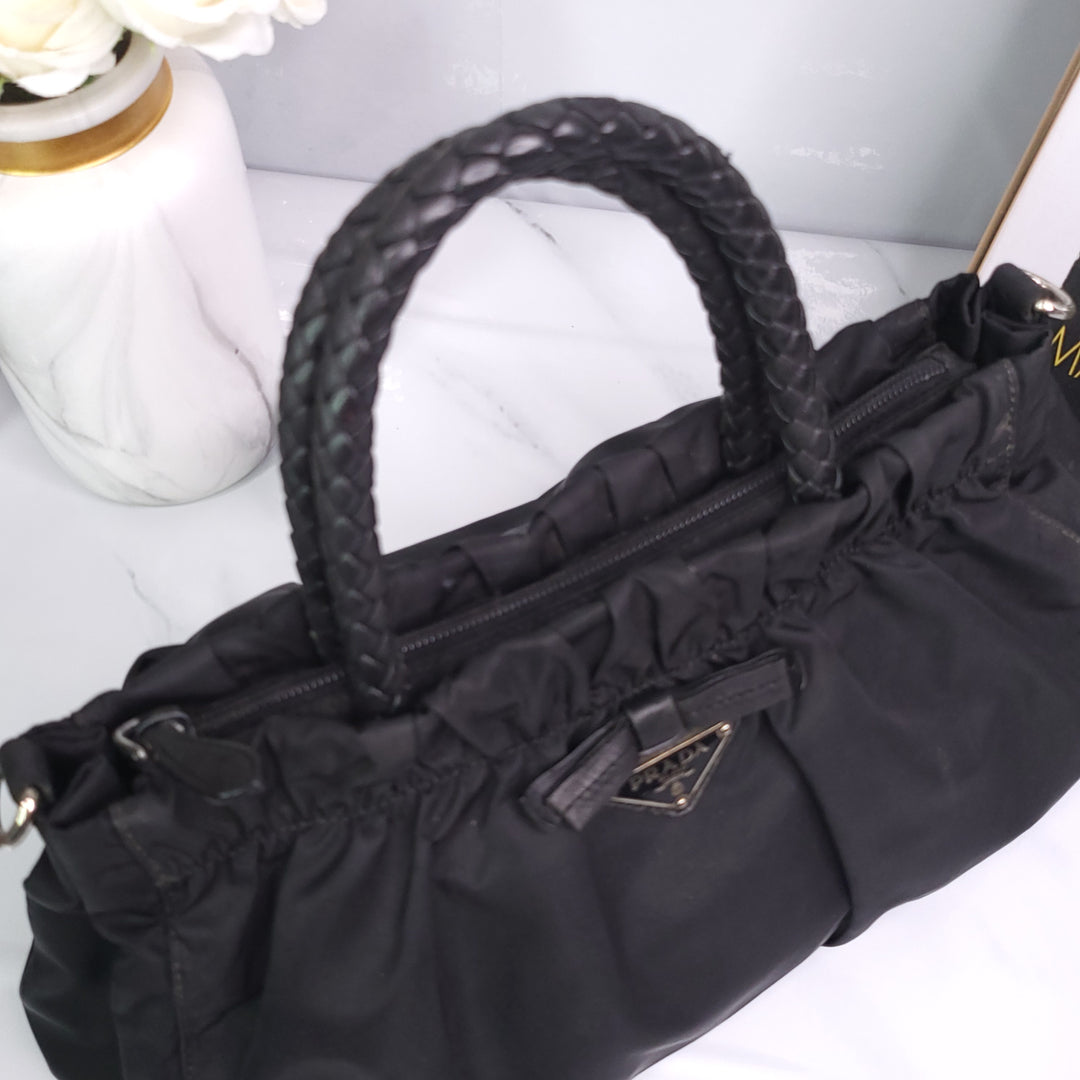 Prada Tessuto Nylon Bow Shoulder Bag