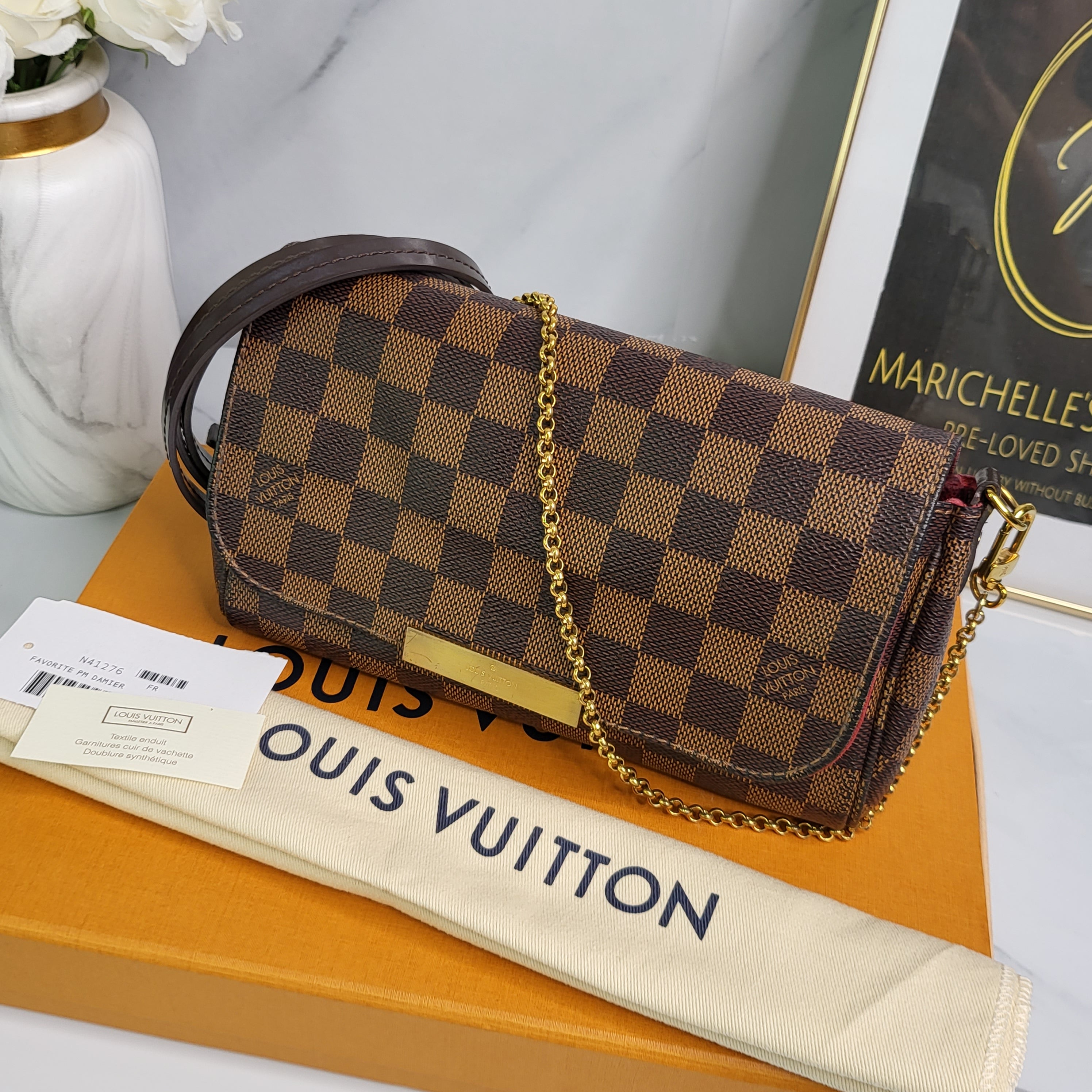 LOUIS VUITTON Damier Ebene Favorite PM 1297270