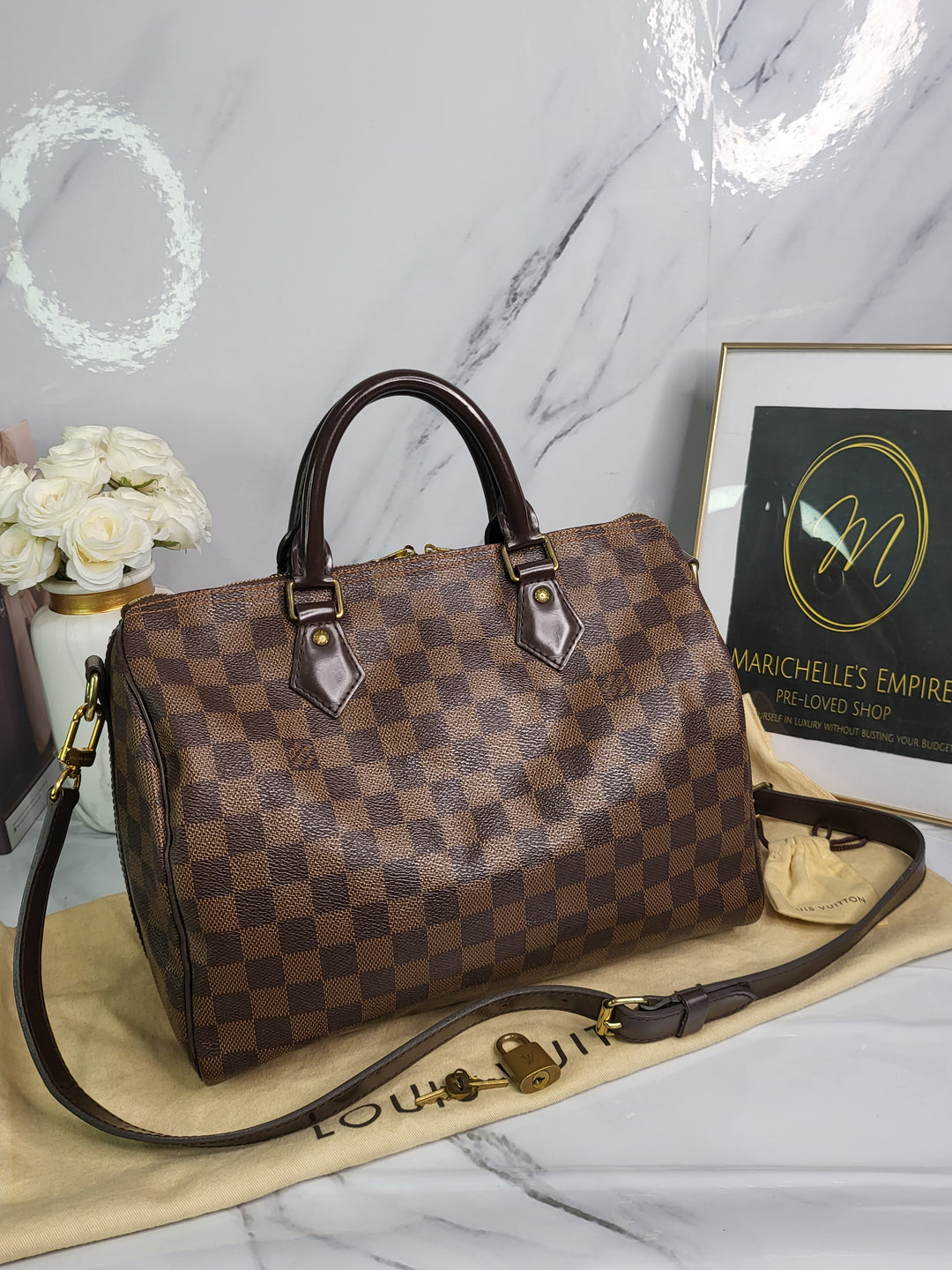 Louis Vuitton Damier Ebene Speedy 30 Bandouliere