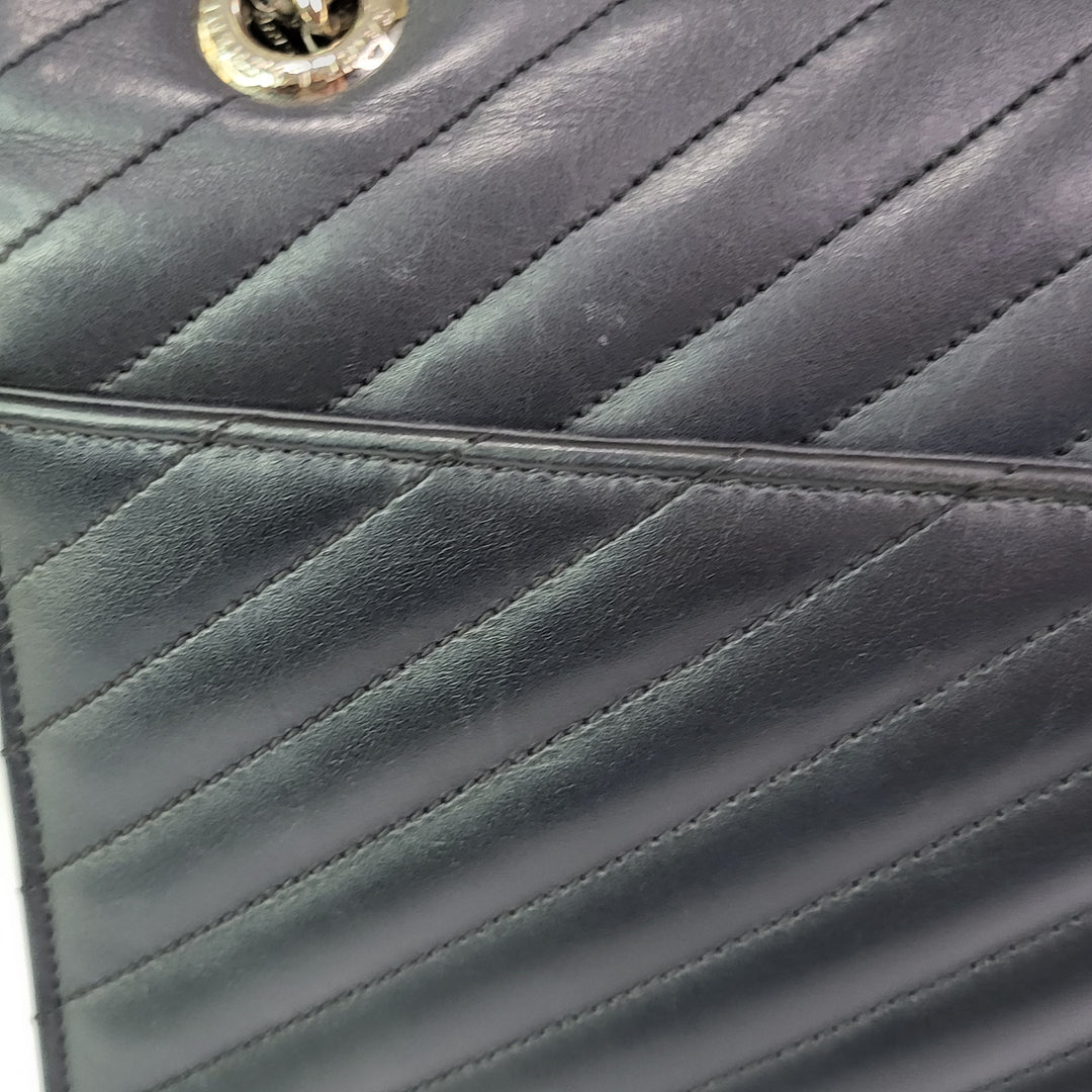 Saint Laurent Black Matelasse Leather Cassandre Flap Bag