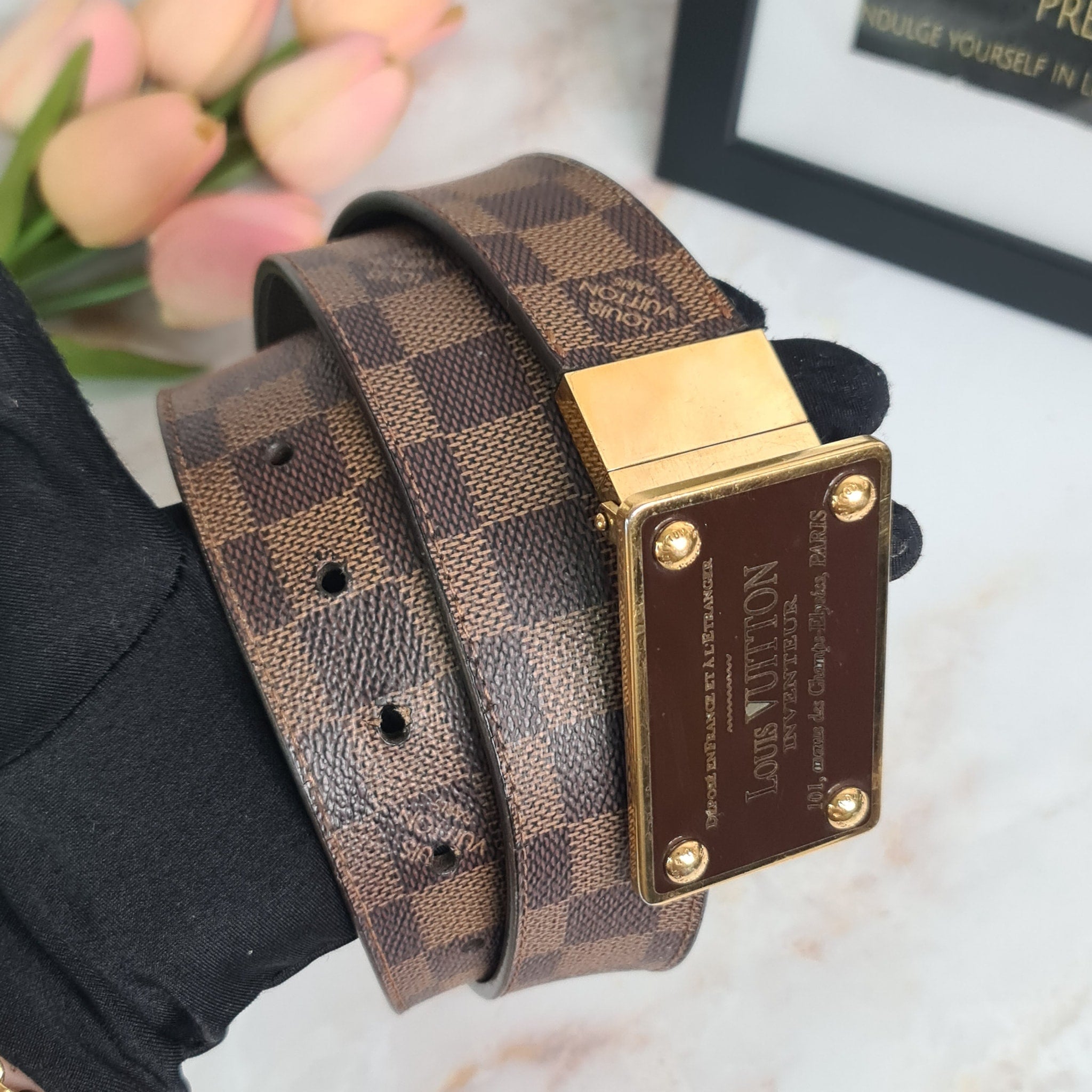 LOUISVUITTON Ebene Inventeur Belt – Marichelle's Empire