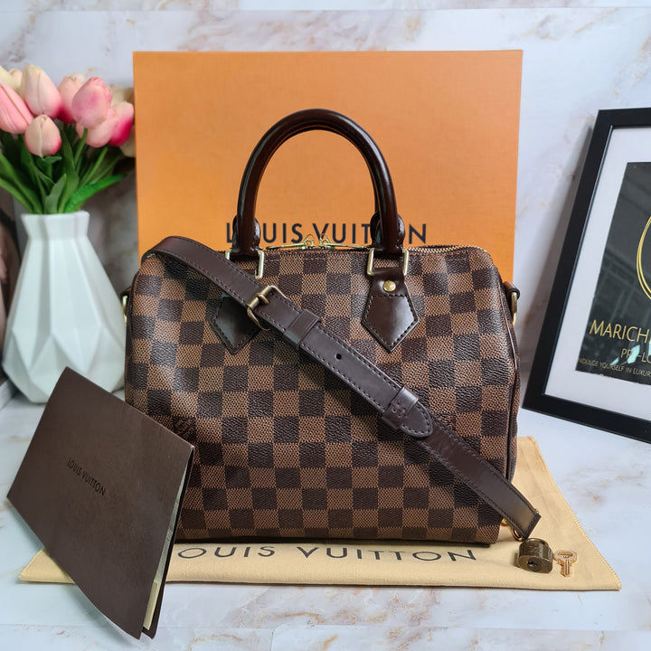 LOUISVUITTON Damier Ebene Speedy 25 Bandouliere - Marichelle's Empire 