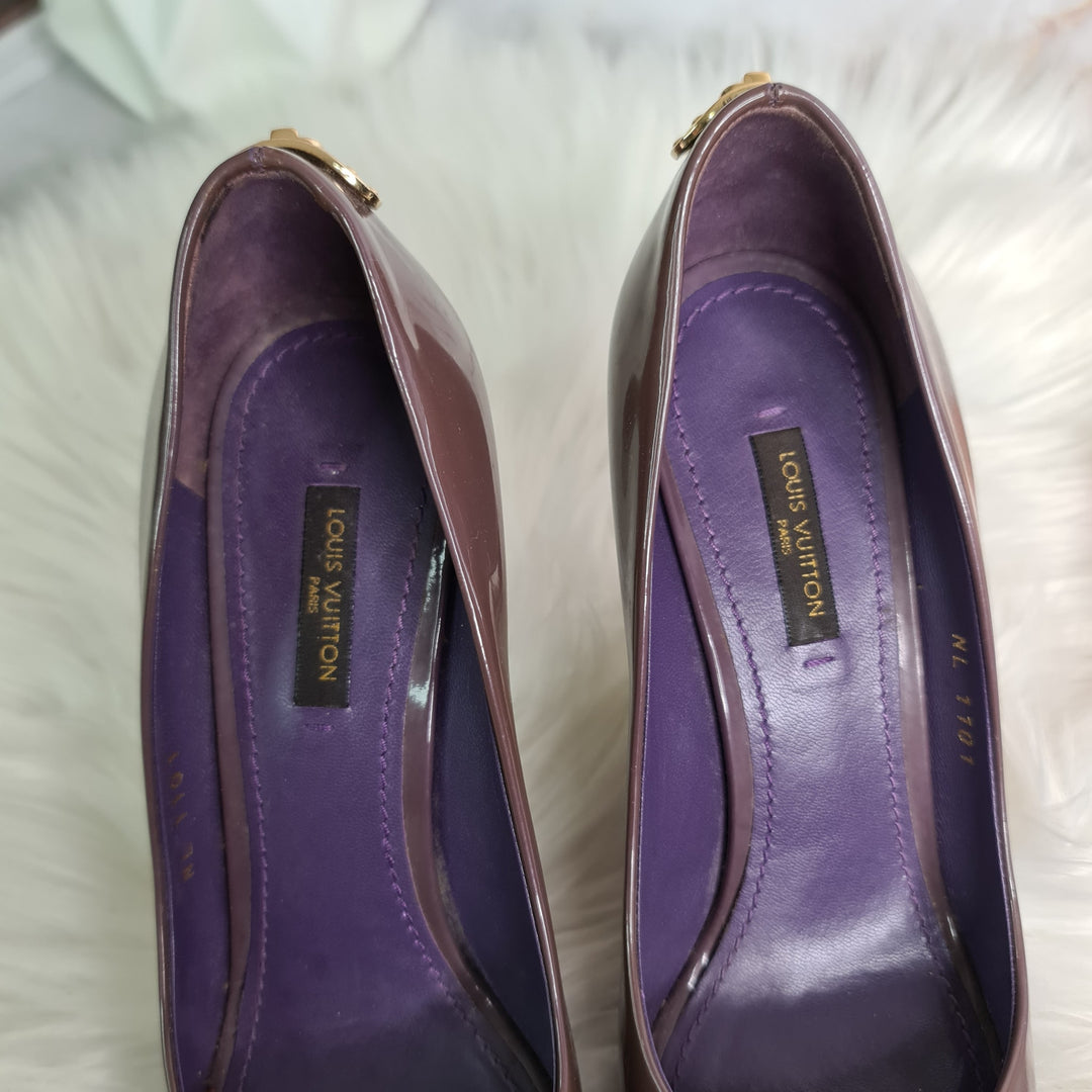 LOUISVUITTON Vernis Patent Leather Peep Toe Heels (Size 36.5)  🤎 - Marichelle's Empire 
