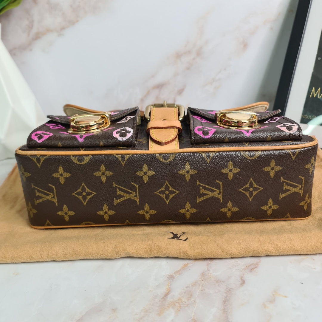 LOUISVUITTON Monogram Hudson PM (Hand Painted by Previous Owner ) - Marichelle's Empire 