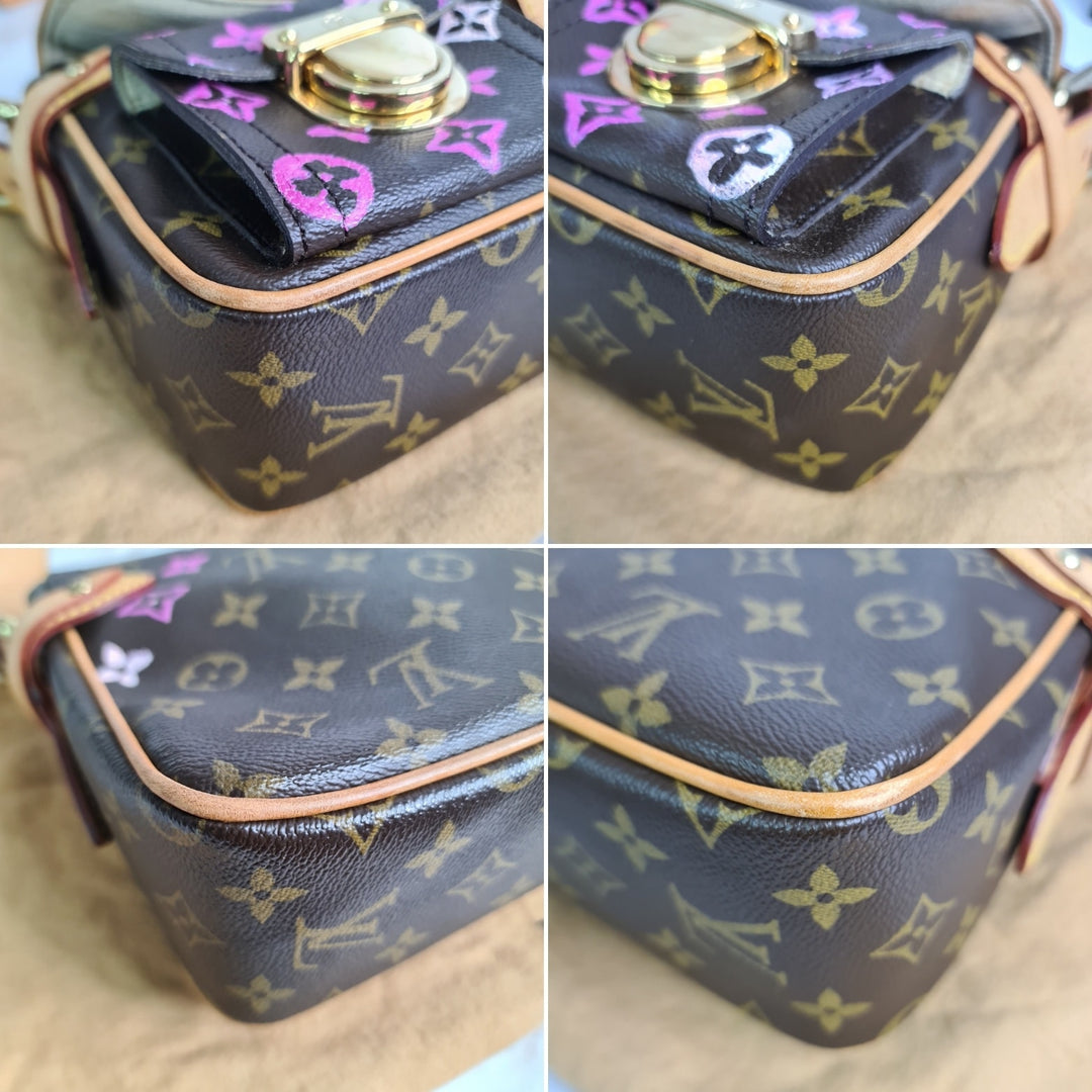 LOUISVUITTON Monogram Hudson PM (Hand Painted by Previous Owner ) - Marichelle's Empire 