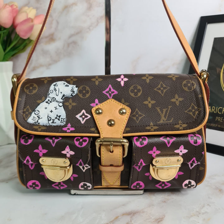 LOUISVUITTON Monogram Hudson PM (Hand Painted by Previous Owner ) - Marichelle's Empire 