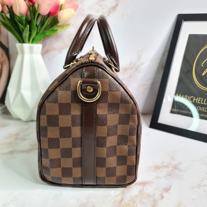 LOUISVUITTON Damier Ebene Speedy 25 Bandouliere - Marichelle's Empire 